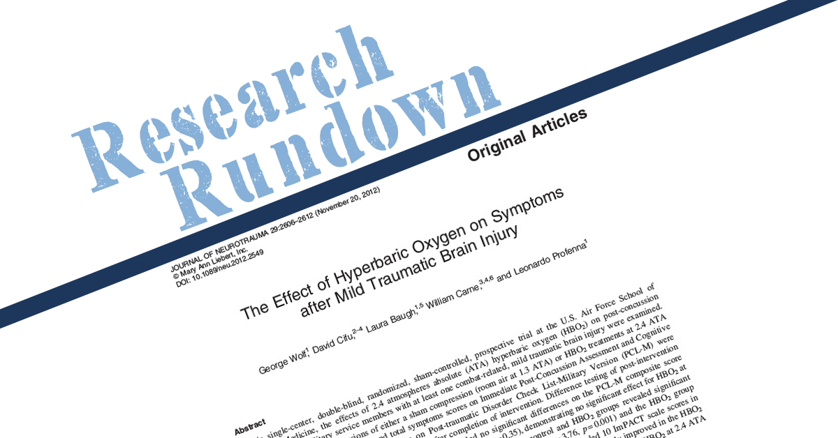 Research Rundown Episode 29 The Effect of Hyperbaric Oxygen on