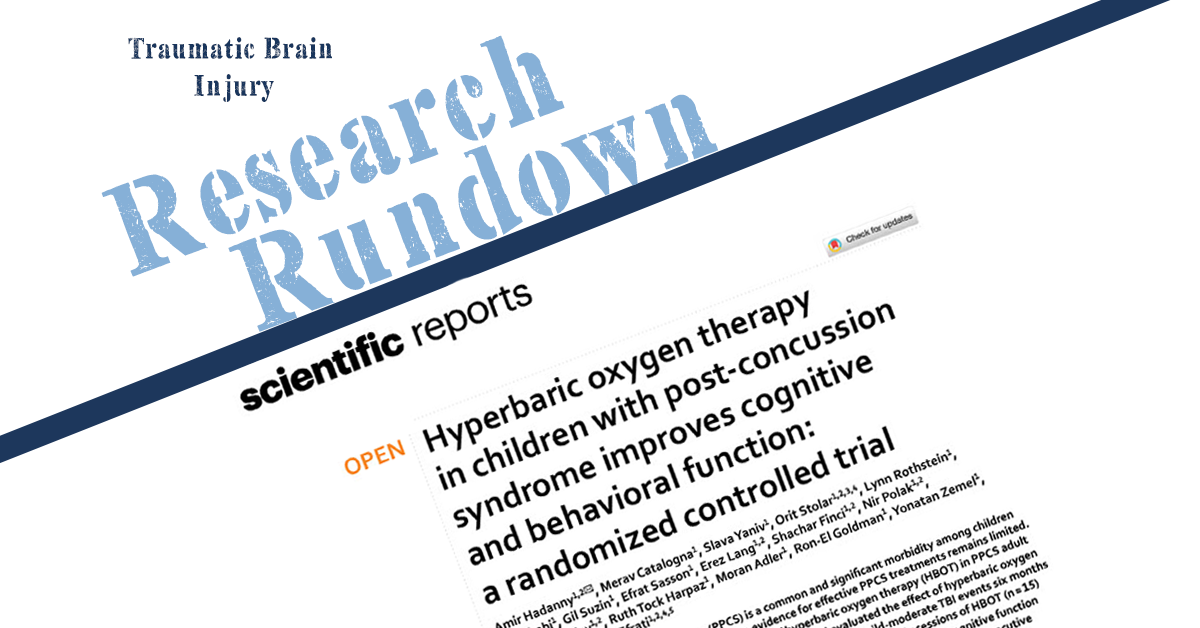 Research Rundown Episode 28 Hyperbaric oxygen therapy in children